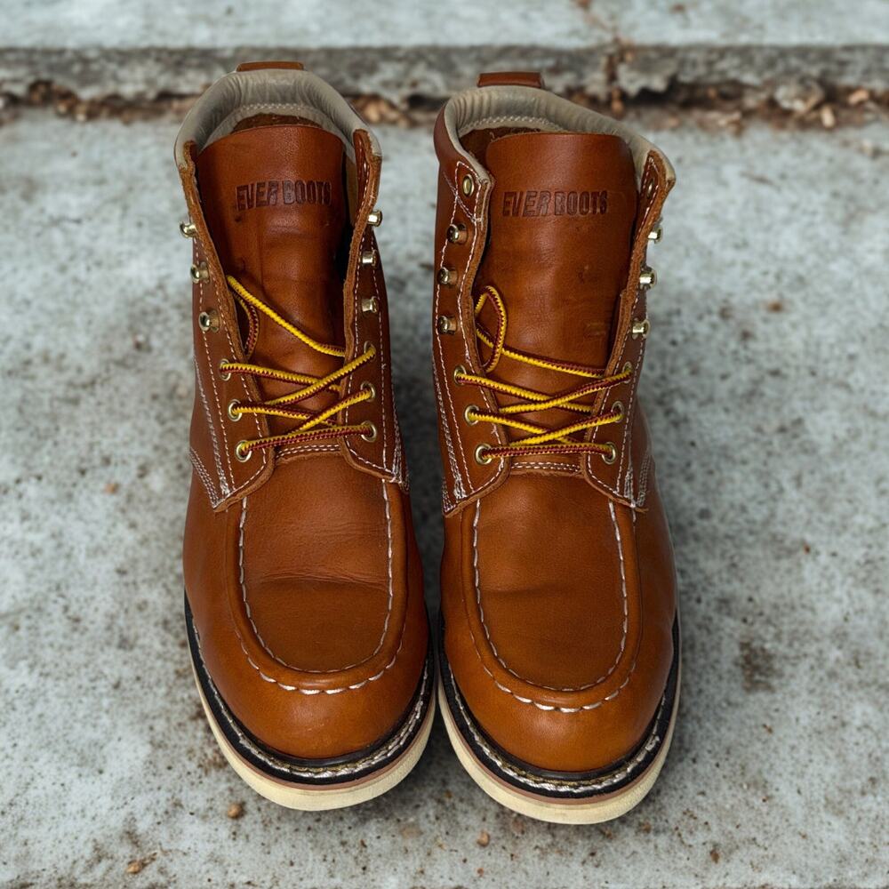 Everboots Tank Moc Toe Leather Work Boots Men’s Size 12M Brown Soft Toe Lace-Up - Picture 3 of 5
